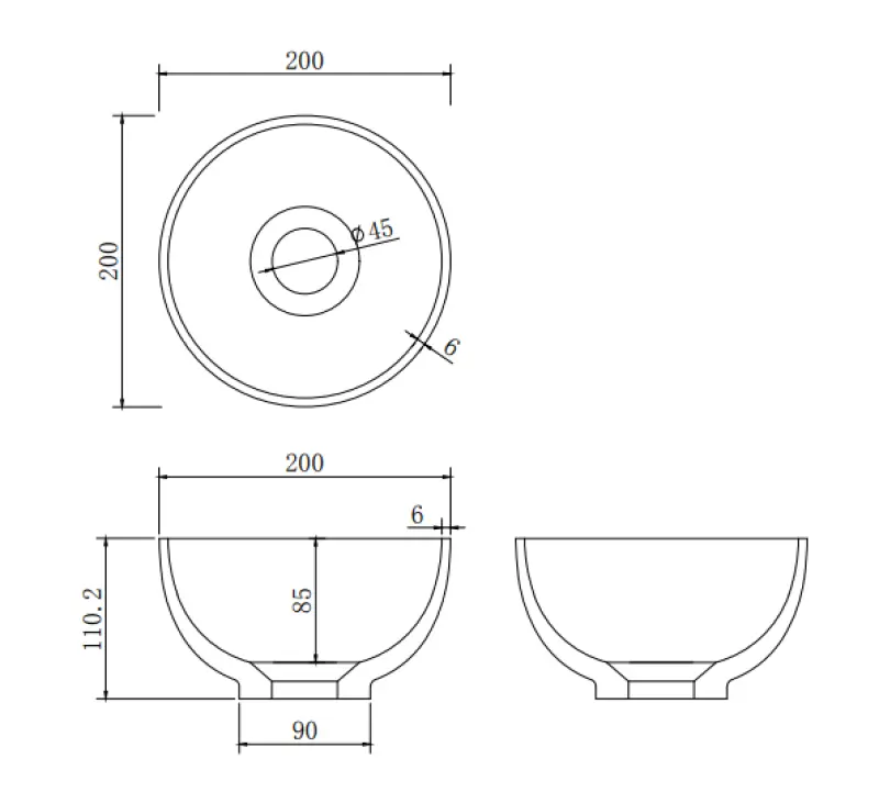 Lavabo Solid S en Solid Surface, rond, 20 x 20 x 11 cm, blanc mat, 1208953267