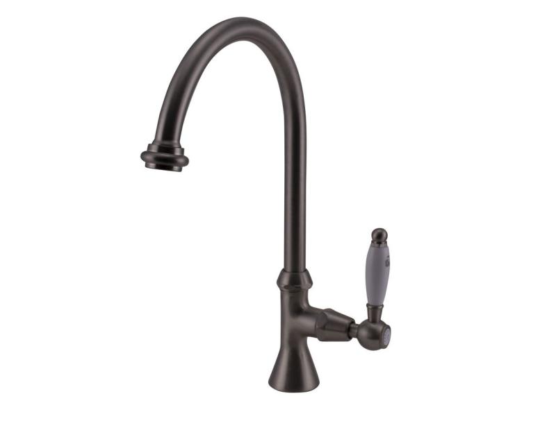 PB Classic Robinet de lavabo avec levier blanc eau froide avec bec rond élevé Acier inoxydable 1208953279