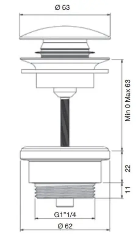 PB Unix bouchon de lavabo 1 1/4 verrouillable push up click clack acier inoxydable 1208953285