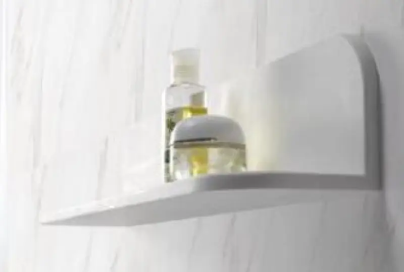 Solid-S Planchet Panier de douche en stratifié blanc mat, 90 x 12 cm, surface solide, avec fixations invisibles 1208953448