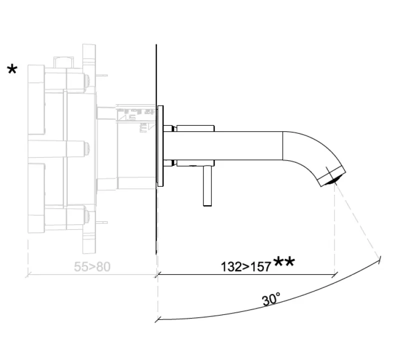 SB Mitigeur lavabo encastré rond noir mat - 132mm