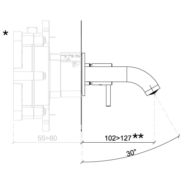 SB Round Mitigeur de lavabo encastré Chrome  - 102mm