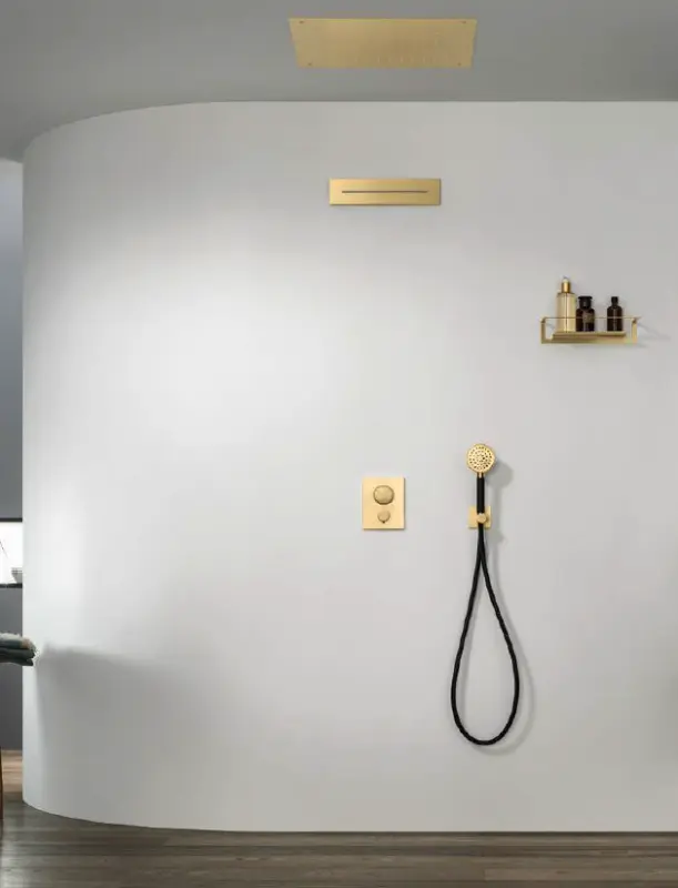 SB Square douche pluie encastrée 380x380mm Laiton brossé PVD