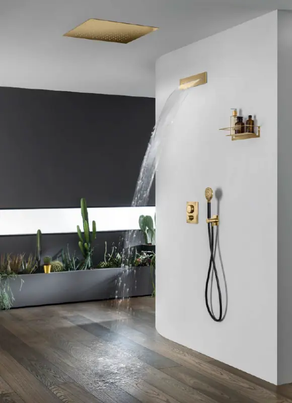 SB Square douche pluie encastrée 380x380mm Laiton brossé PVD