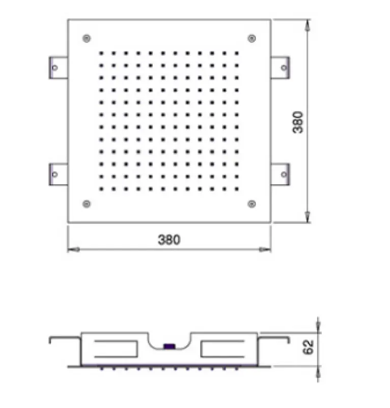 SB Square douche pluie encastrée 380x380mm Laiton brossé PVD
