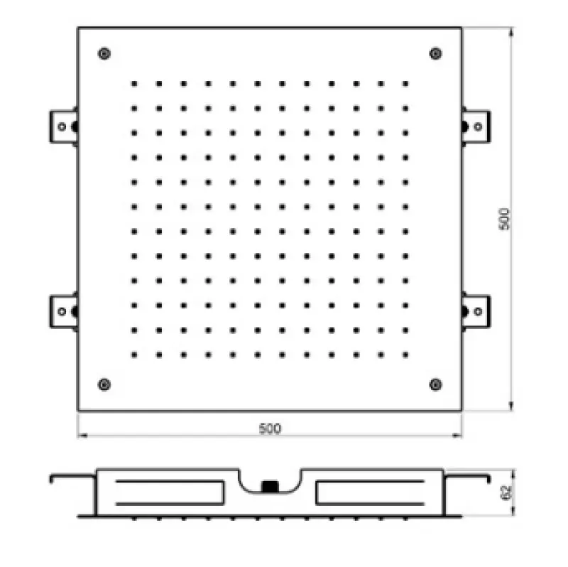 SB Square douche pluie encastrée 500x500mm Laiton brossé PVD