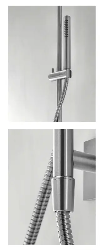 SB 316 Set de glissière carrée avec douchette et flexible de douche inox