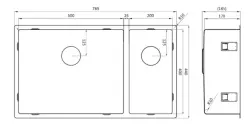 Lorreine 5020SP évier grand bac en inox 5020cm pour montage pour montage sous plan, à fleur de plan ou en surface1208953620