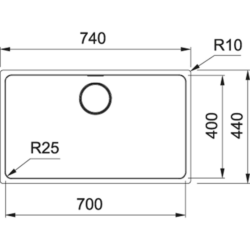 Franke Mythos MYX 110.70 évier en inox 70x40cm sous plan 122.0626.399