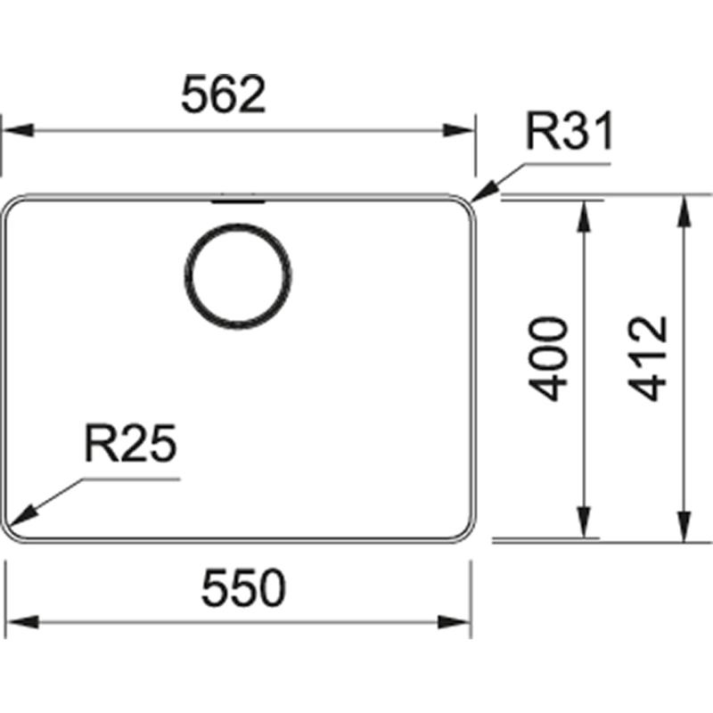 Franke Mythos MYX 210.55 évier en inox 55x40cm pour montage à fleur de plan de travail 127.0626.418