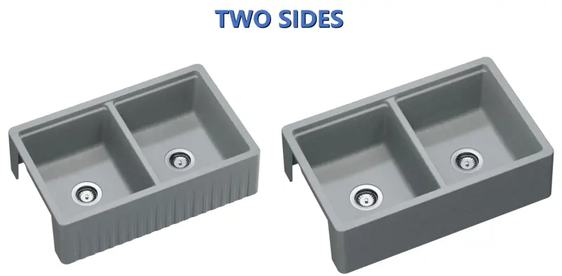 GraniteMy Tradition double évier de campagne 2 côtés évier en granit 80x50cm blanc encastré, sous-évier et montage à fleur 1208953698