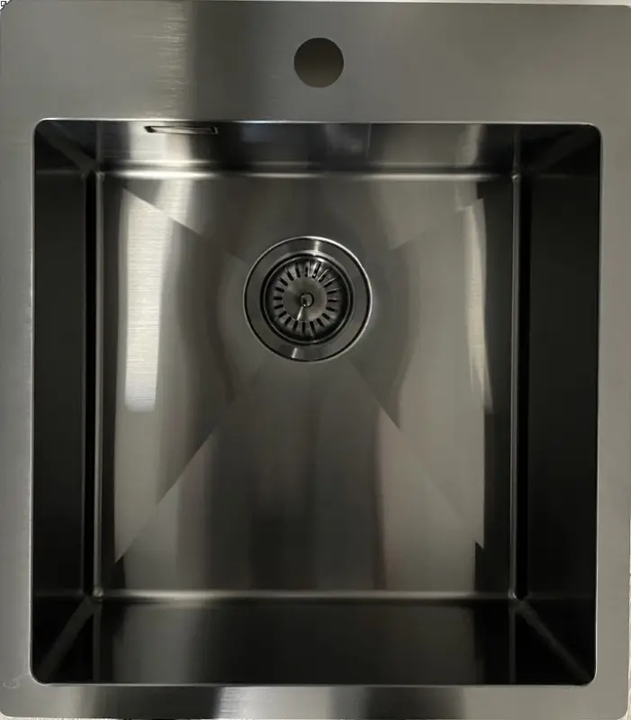 Ausmann Weser évier en inox couleur anthracite PVD Gun Metal 45x51 avec trou de robinet sous plan, à fleur de plan ou en surface 067120