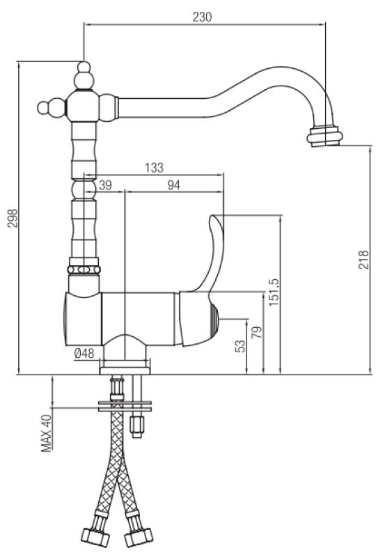 PB Vintage Nostalgic robinet de cuisine robinet de fenêtre pliable Bronze 1208953756
