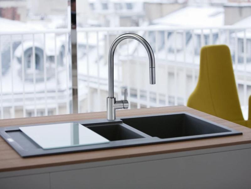 Franke Robinet de cuisine Eos Neo avec bec extractible tête de pulvérisation entièrement en inox 115.0590.045