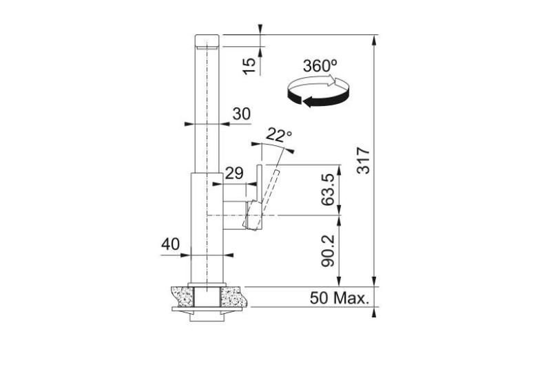 Franke Mythos Robinet de cuisine avec bec pivotant noir brossé 115.0550.441