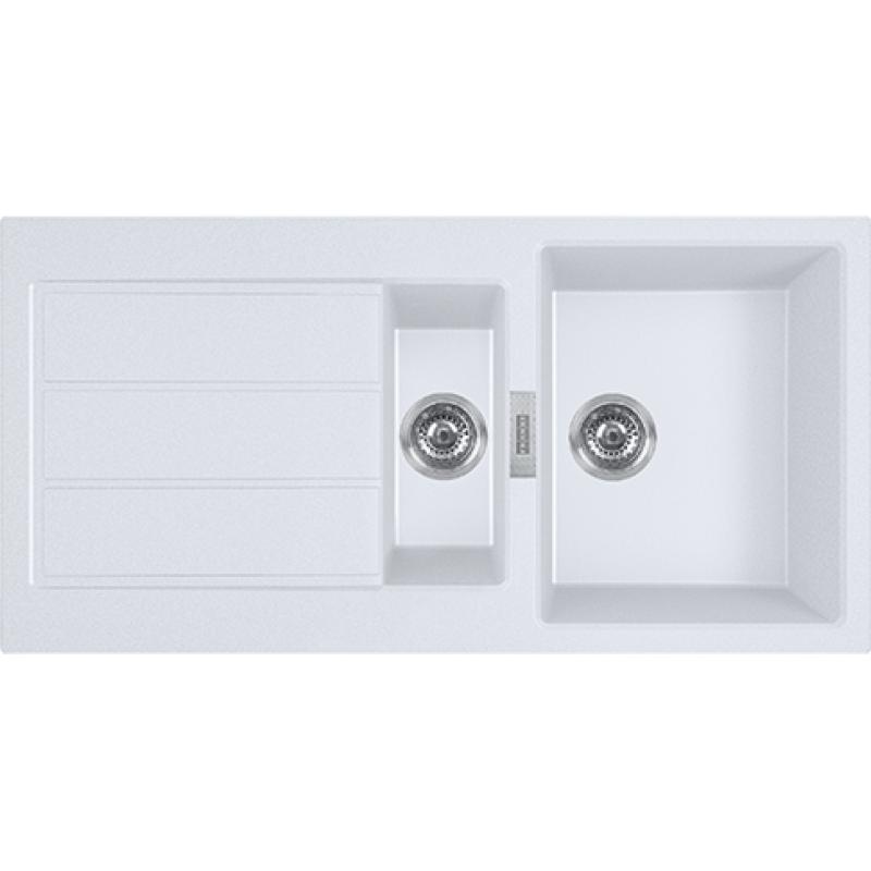 Franke Sirius 2 S2D 651 plastique 1,5 bac et demi avec égouttoir blanc en saillie 100x50 143.0634.555