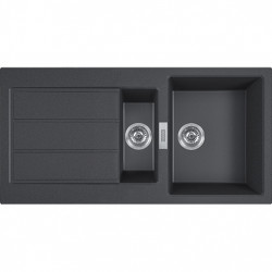 Franke Sirius 2 S2D 651 en plastique noir 1,5 évier à une cuve et demie avec égouttoir en surface 100x50 143.0634.554