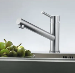 Franke Orbit robinet de cuisine bas en acier inoxydable massif avec bec pivotant en acier inoxydable 115.0569.290