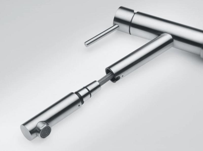 Franke Orbit robinet de cuisine bas en inox massif avec bec extractible en inox 115.0569.461