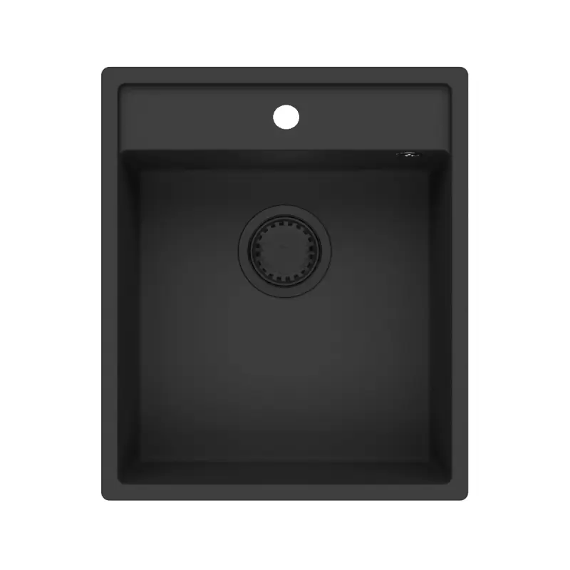 Évier en granit GraniteMy Bremen 44x52 cm noir, montage en surface, sous-plan et affleurant avec banc pour robinet 1208953870.