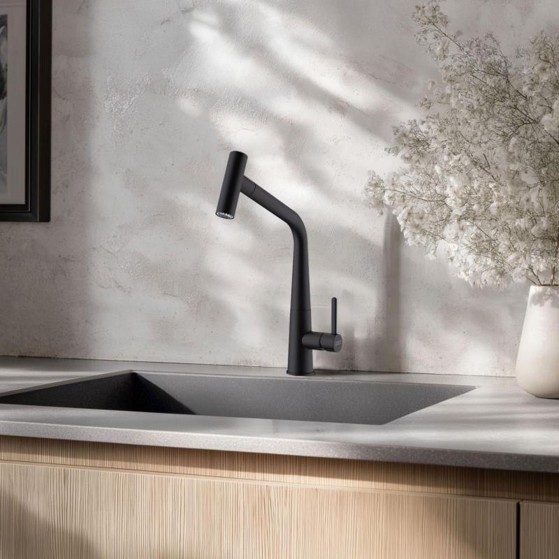 Franke Icon Robinet de cuisine noir mat avec bec extractible 115.0625.190