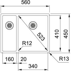Franke Bolero plus R12 BXX 260 BR 1.5 évier un bac et demi en inox sous plan, à fleur de plan ou en surface 127.0455.331