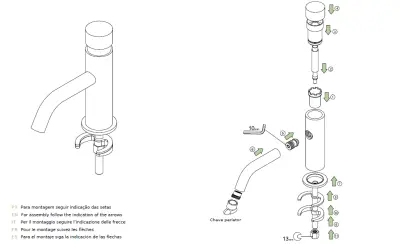 Waterevolution Flow Robinet de lavabo à fermeture automatique en laiton brossé T110TPLE