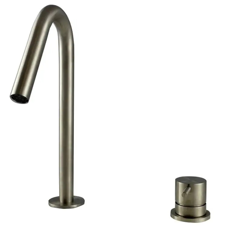 Waterevolution Flow Robinet de lavabo 2 trous entièrement en inox avec petit bec V 127mm T1121VIE