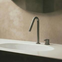 Robinet de lavabo Waterevolution Flow 2 trous PVD Gun Metal avec petit bec en V 120 mm T1121VGME