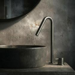 Robinet de lavabo Waterevolution Flow 2 trous PVD Gun Metal avec bec haut V 120 mm T1122VGME