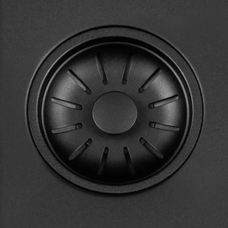 Lorreine 50BQ-FU noir Quartz  Evier 50x40cm à fleur de plan ou sous plan avec panier noir 1208954002