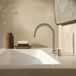 Waterevolution Flow Robinet de lavabo 2 trous entièrement en inox avec bec bas U 113mm T1121UIE