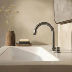 Robinet de lavabo à 2 trous Waterevolution Flow PVD Gun Metal T1121UGME