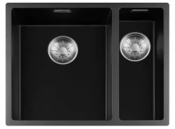Lorreine noir Quartz 1,5 évier un bac et demi 3415cm sous plan ou à fleur de plan avec panier pour bonde en inox 1208954054