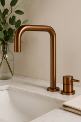 Waterevolution Flow Robinet de lavabo 2 trous PVD cuivre brossé T112HCPE