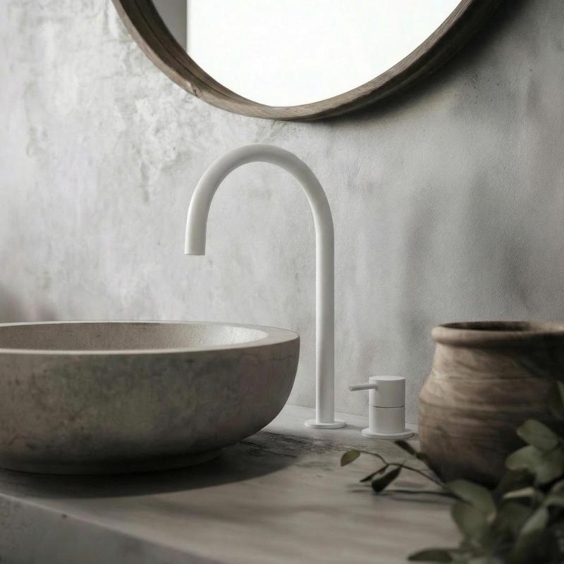 Waterevolution Flow Robinet de lavabo 2 trous blanc avec bec haut 200 mm T1122UBR