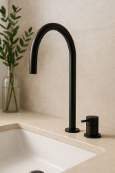 Waterevolution Flow Robinet de lavabo 2 trous noir avec bec haut 200 mm T1122UPR