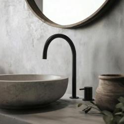 Waterevolution Flow Robinet de lavabo 2 trous noir avec bec haut 200 mm T1122UPR
