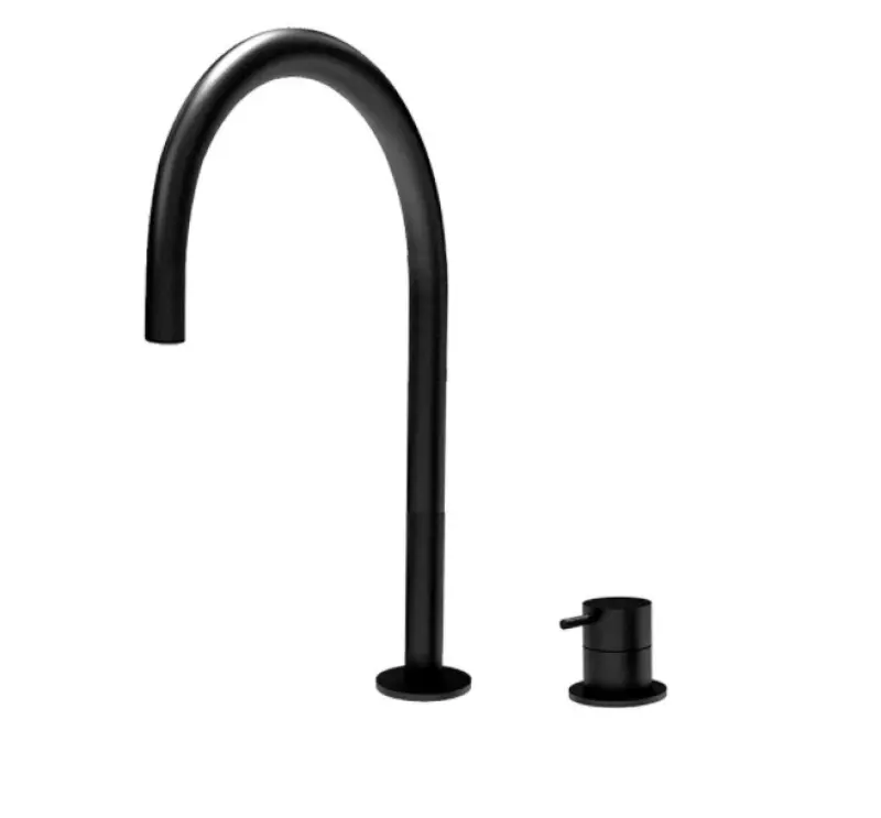 Waterevolution Flow Robinet de lavabo 2 trous noir avec bec haut 200 mm T1122UPR