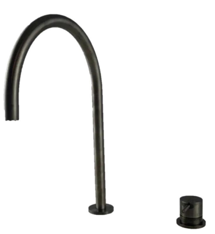 Robinet de lavabo Waterevolution Flow 2 trous PVD Gun Metal avec bec haut 200 mm T1122UGME