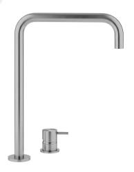 Waterevolution Flow Robinet de lavabo 2 trous bec haut 222 inox T122HIE