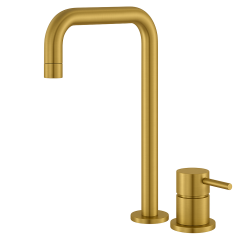 Waterevolution Flow Robinet de lavabo 2 trous Bec haut 222 laiton brossé T122HLE