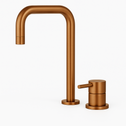 Waterevolution Flow Robinet de lavabo 2 trous bec haut 222 PVD Cuivre brossé T122HCPE