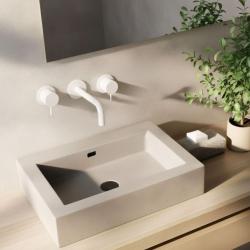 Waterevolution Flow Robinet de lavabo encastrable 3 trous blanc mat avec bec 10cm T1163FBR-10