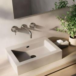 Robinet de lavabo encastré à 3 trous Waterrevolution Flow Entièrement en acier inoxydable avec bec de 10 cm T1163FIE-10
