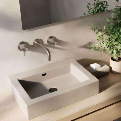 Robinet de lavabo encastré à 3 trous Waterrevolution Flow Entièrement en acier inoxydable avec bec de 10 cm T1163FIE-10