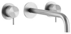 Robinet de lavabo encastré à 3 trous Watervolution Flow Entièrement en acier inoxydable avec bec de 15 cm T1163FIE-15