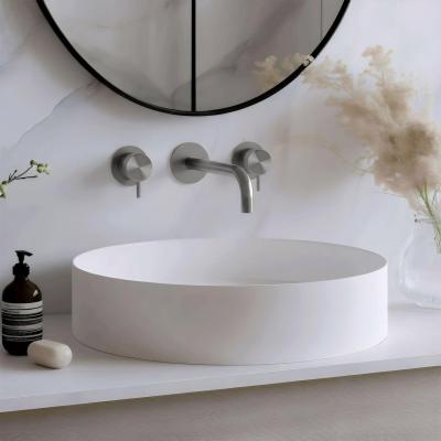 Robinet de lavabo encastré à 3 trous Watervolution Flow Entièrement en acier inoxydable avec bec de 15 cm T1163FIE-15