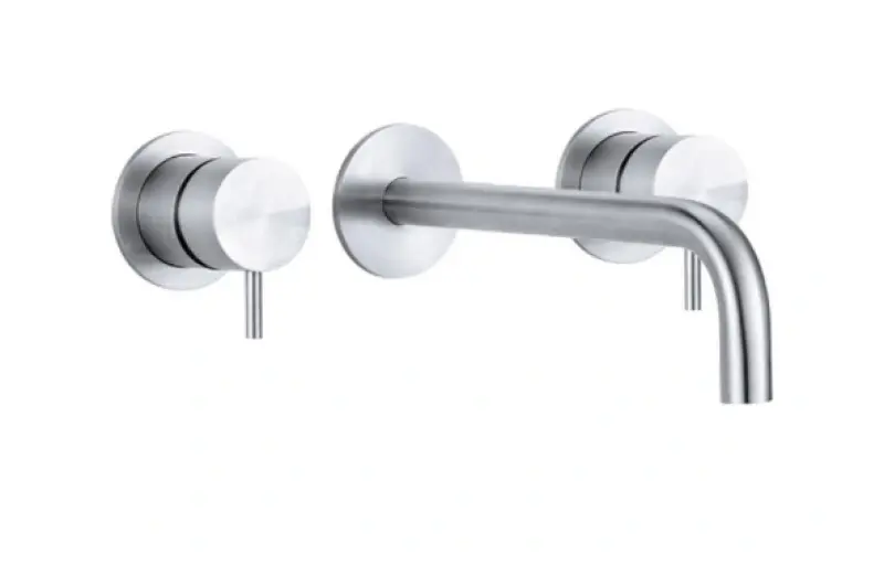 Waterevolution Flow Mitigeur lavabo encastré 3 trous Entièrement en acier inoxydable avec bec de 15 cm T1163FIE-15
