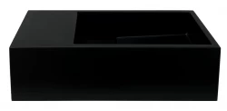 Solid-S Fontaine en solid surface noir mat, L36 x P18 x H10 cm, avec cache, modèle gauche sans trou pour robinet, 1208954157